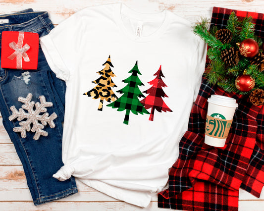 Christmas Trees Buffalo Leopard Print Shirt