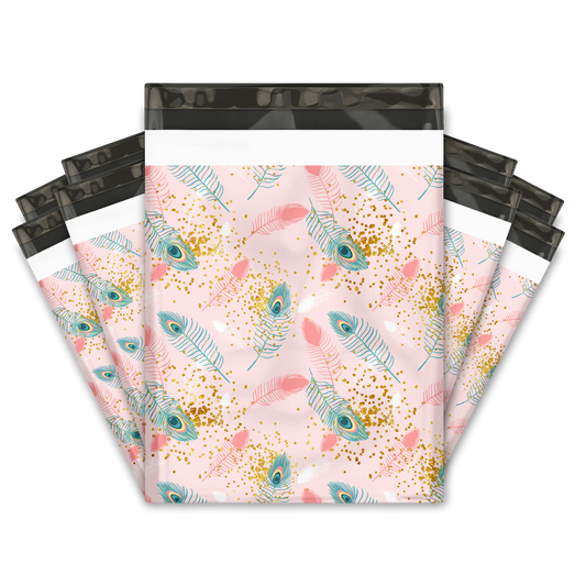 12x15" Pink Peacock Poly Mailers