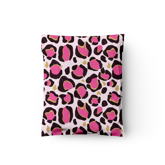 12x15" Pink Leopard Poly Mailers