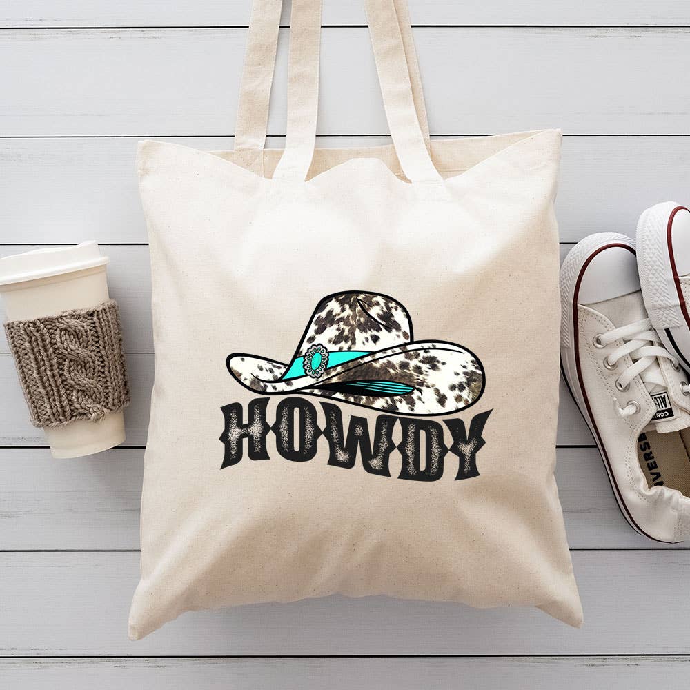 Howdy Cow Print Canvas Totes