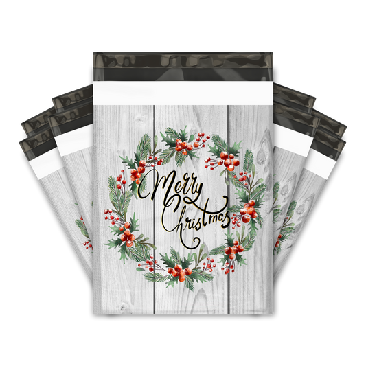 10x13" Poly Mailers - Christmas Wreath
