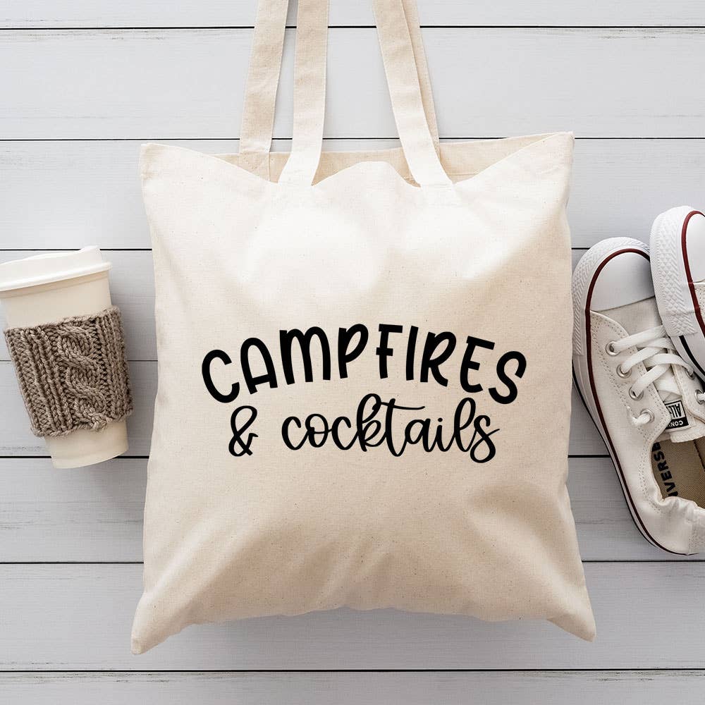Campfire and Cocktails Canvas Totes