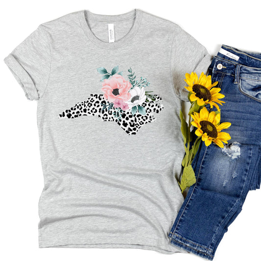 NORTH CAROLINA State Leopard Print Floral Shirt