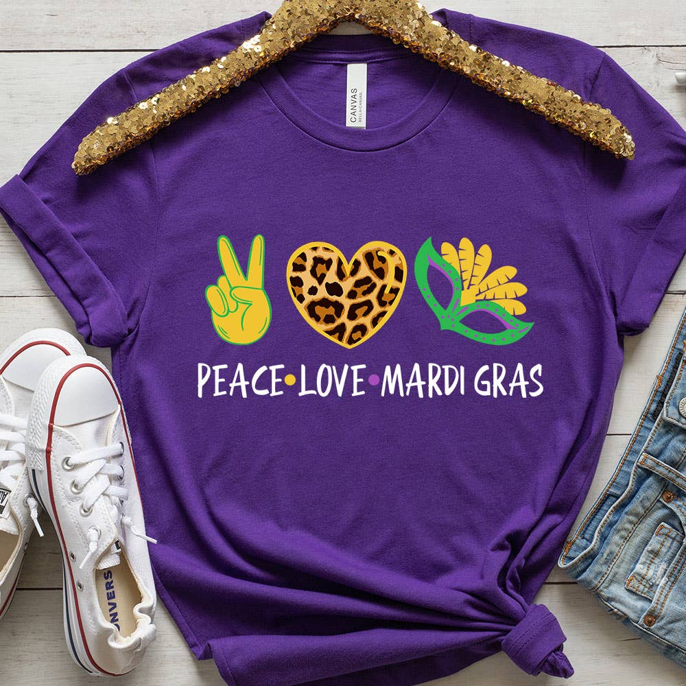 Peace Love Mardi Gras Shirt