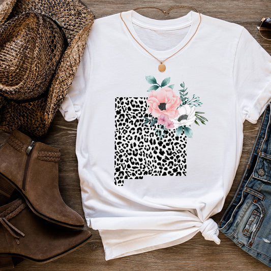 NEW MEXICO State Leopard Print Floral Shirt