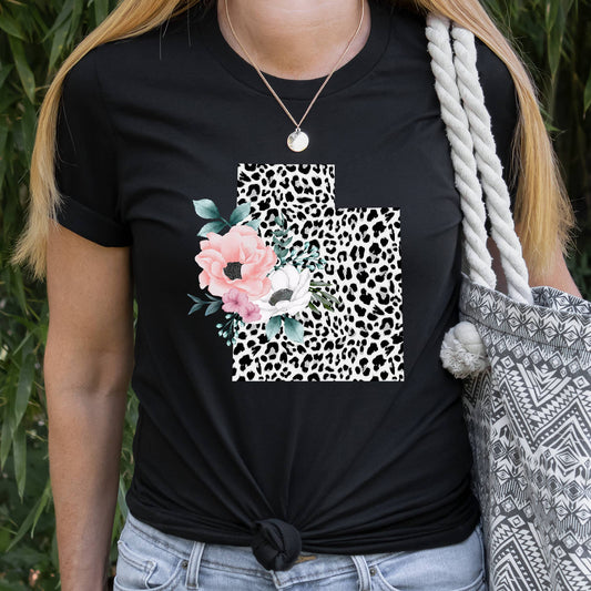 UTAH State Leopard Print Floral Shirt