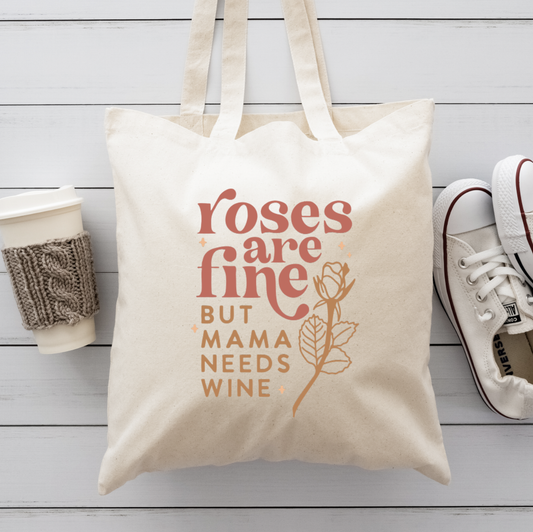 Mama Needs Wine Canvas Totes