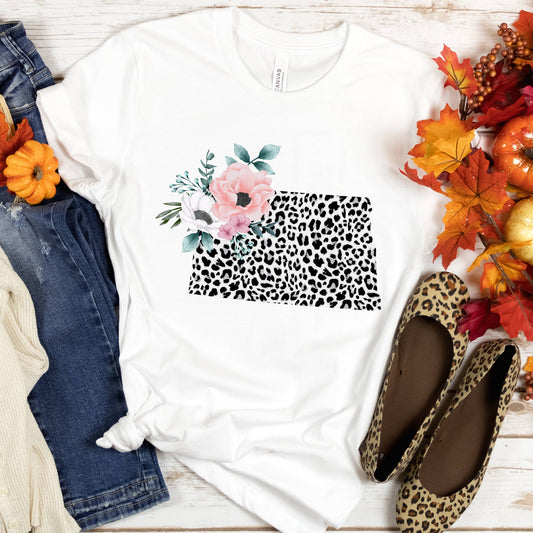 NORTH DAKOTA State Leopard Print Floral Shirt