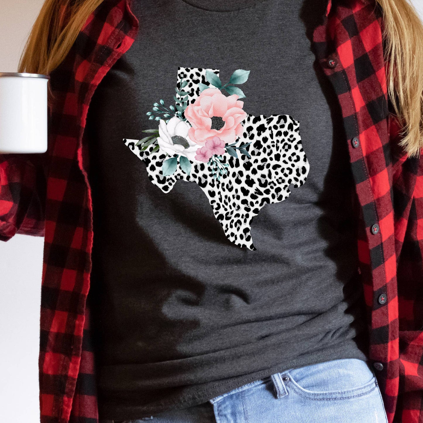 TEXAS State Leopard Print Floral Shirt