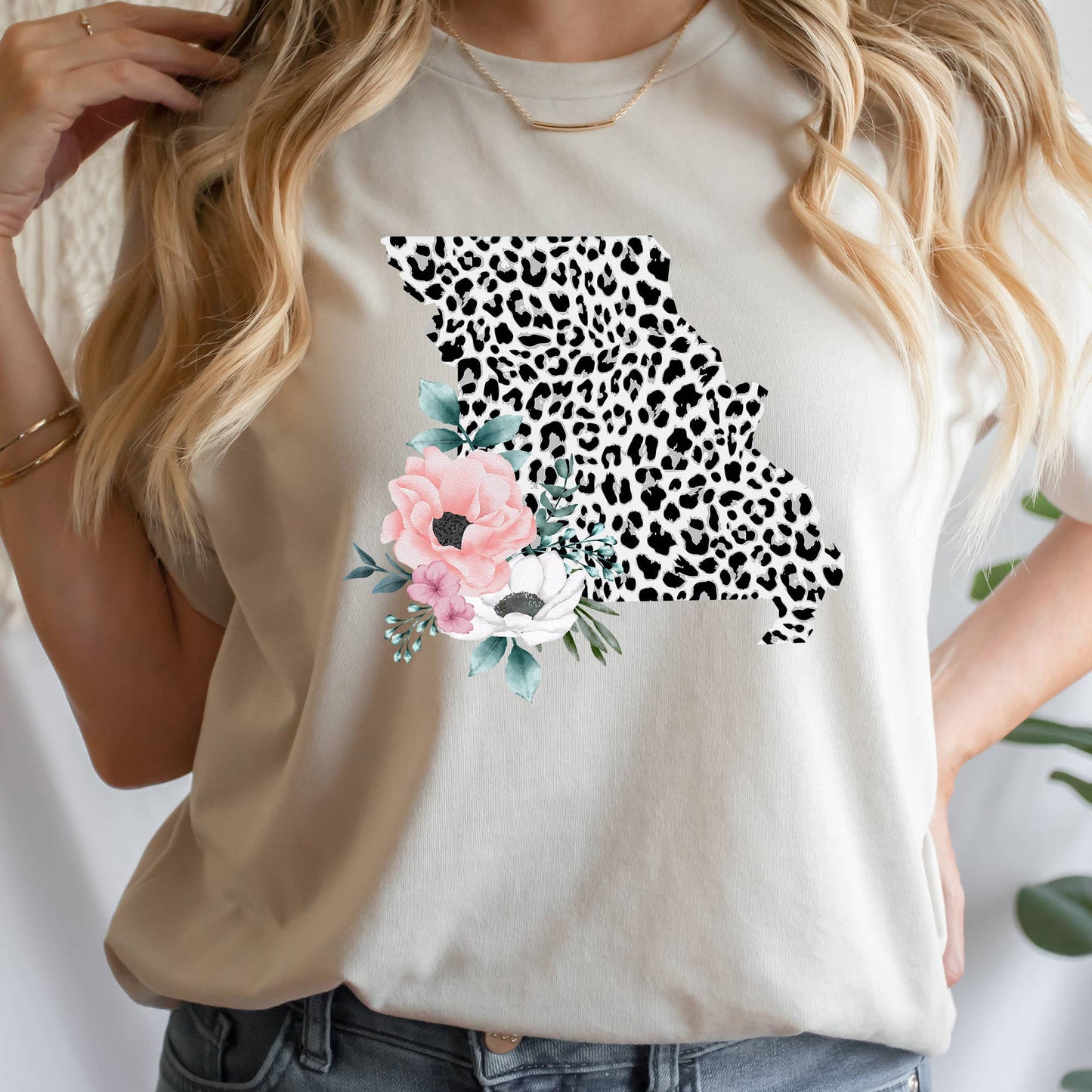 MISSOURI State Leopard Print Floral Shirt