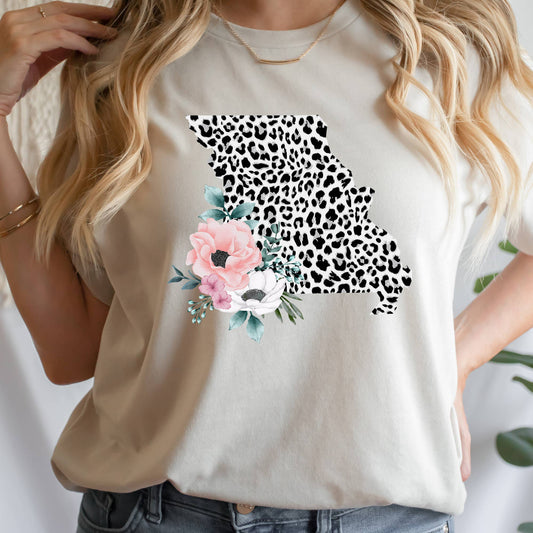 MISSOURI State Leopard Print Floral Shirt