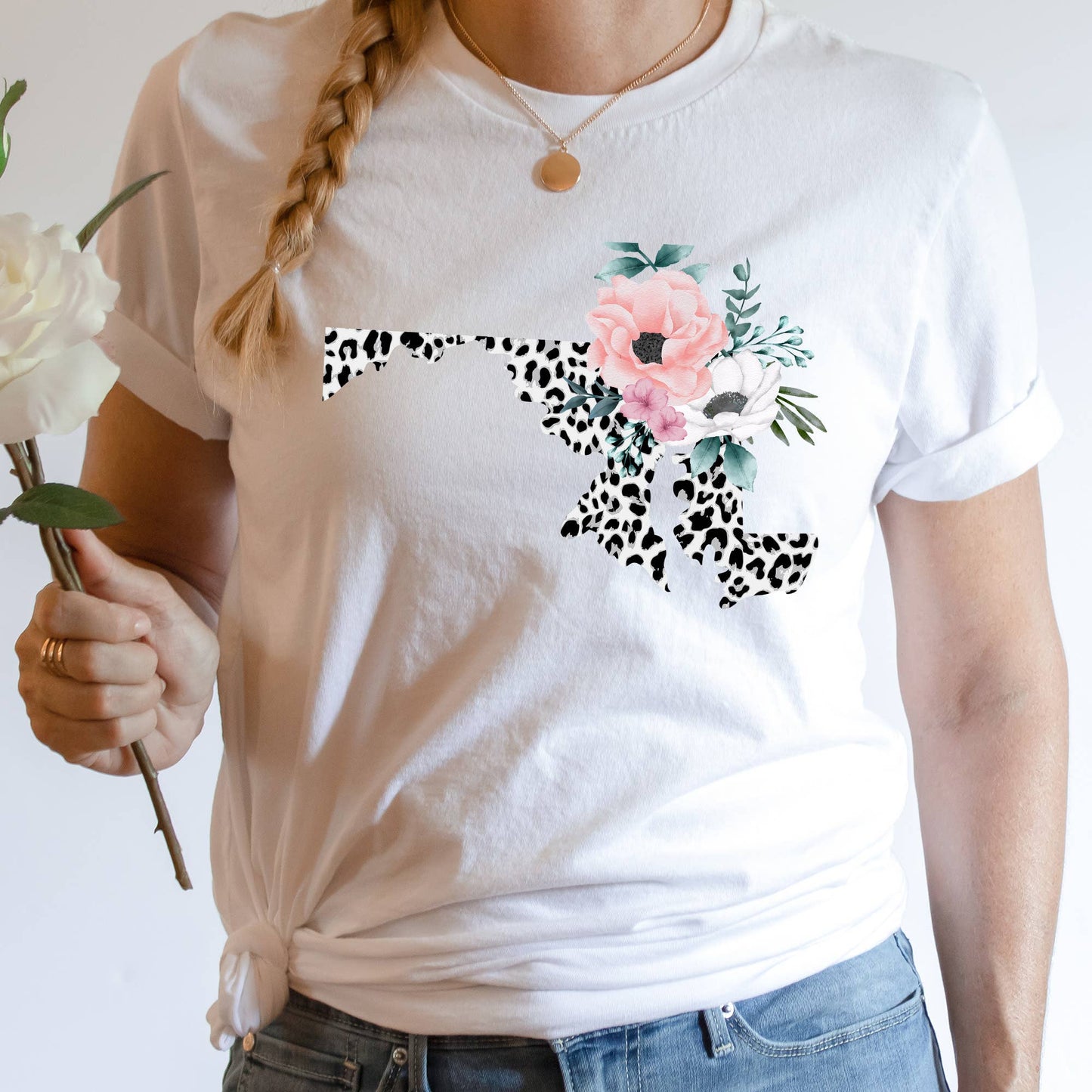 MARYLAND State Leopard Print Floral Shirt