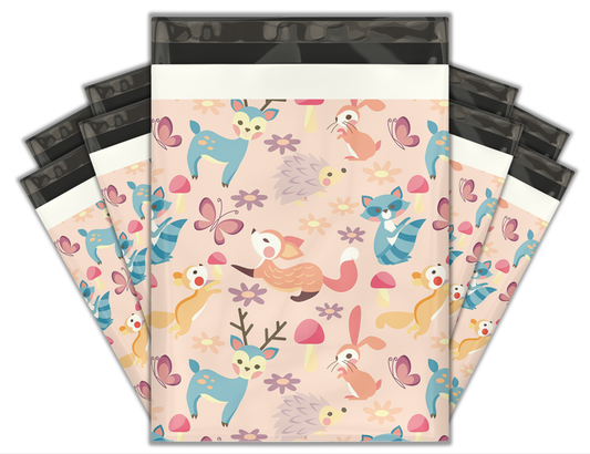 10x13" Poly Mailers Forest Animals Design