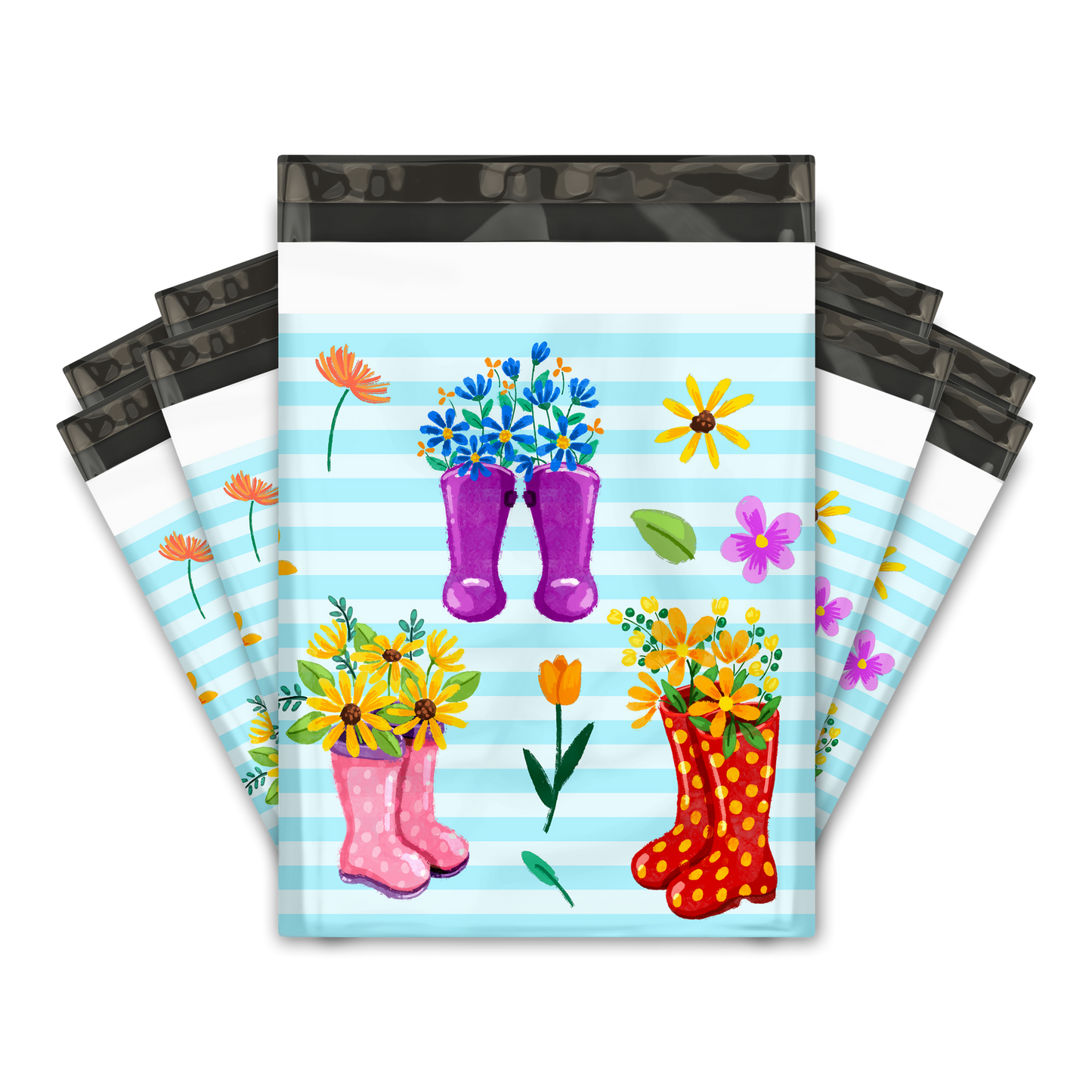 10x13" Poly Mailers - Boots with Flowers