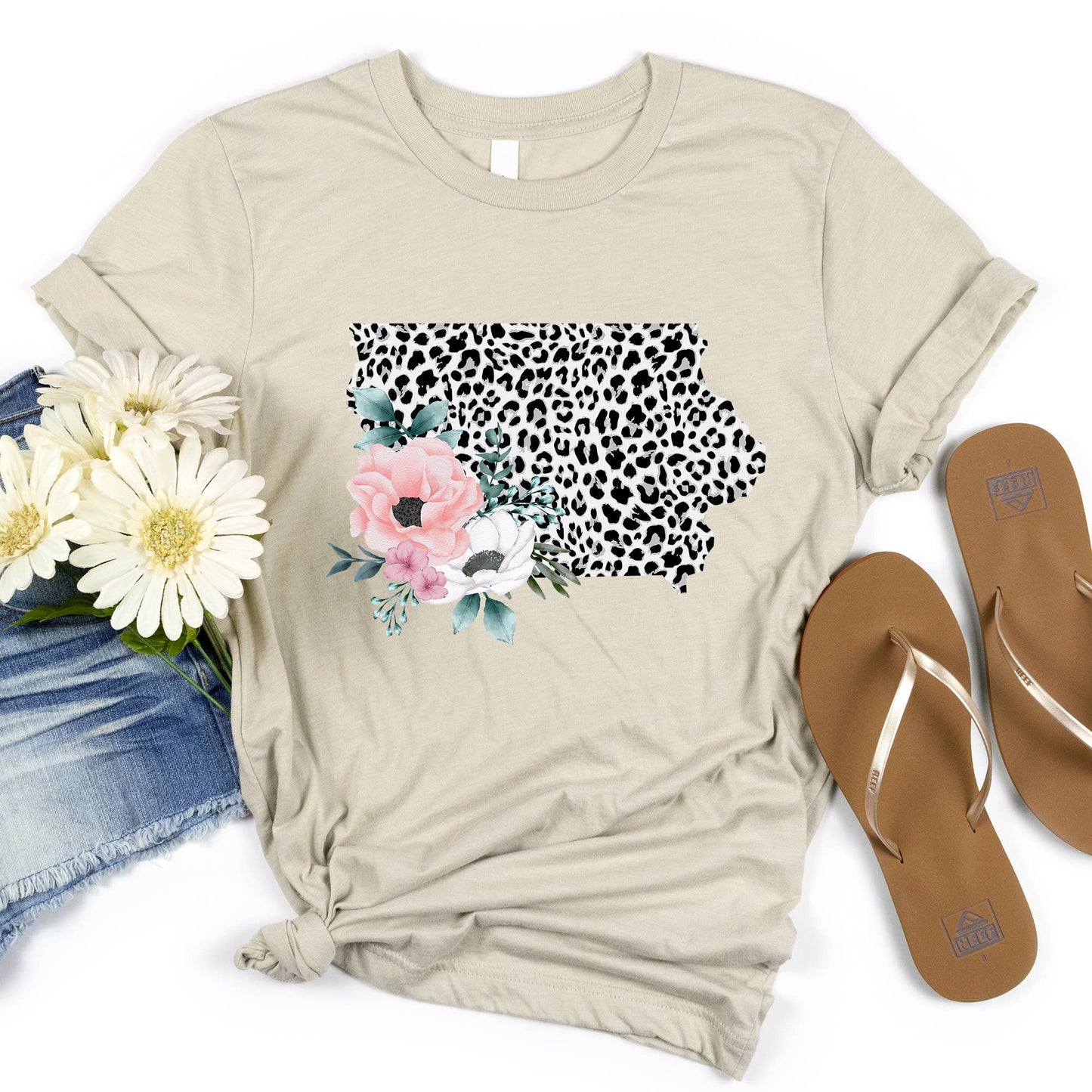 IOWA State Leopard Print Floral Shirt