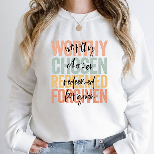 Worthy Chosen Redeemed Forgiven Long Sleeved Shirt