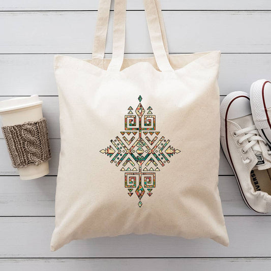 Aztec Pattern Canvas Tote Bag