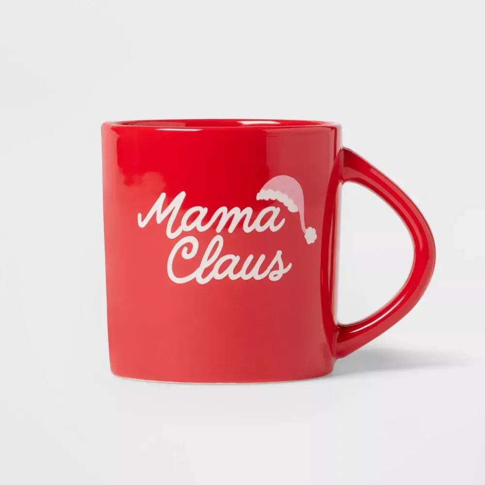 16oz Christmas Stoneware Mama Claus Mug Red - Wondershop™