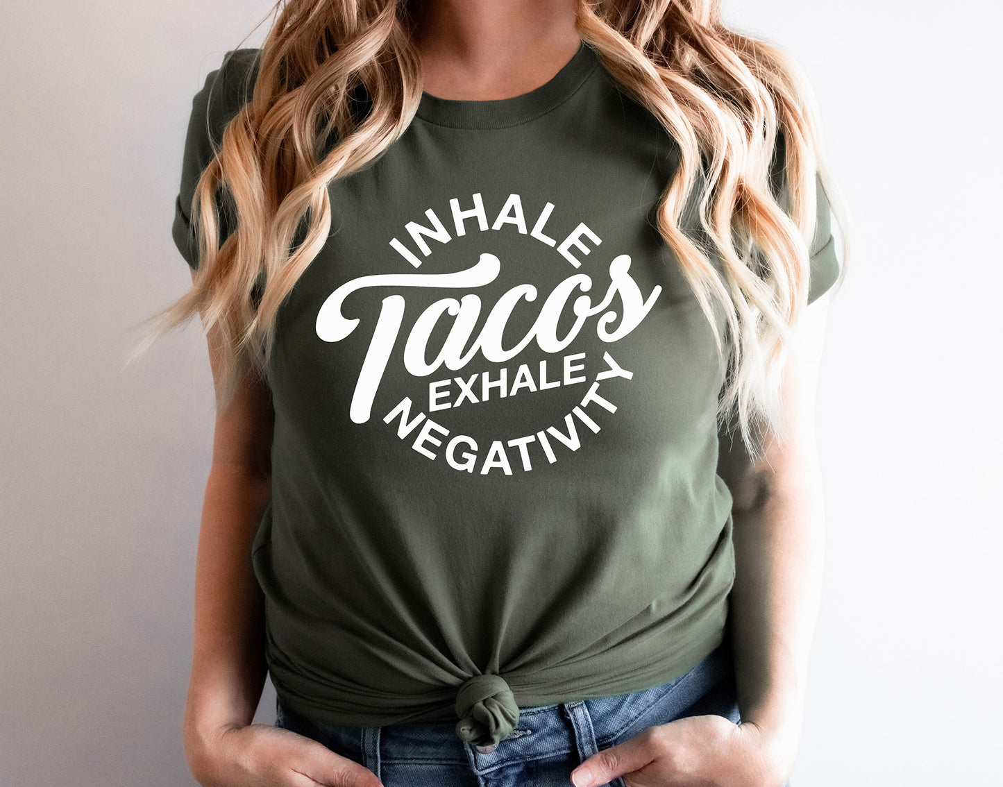 Inhale Tacos Exhale Negativity Shirt, Funny Taco Lover Tee