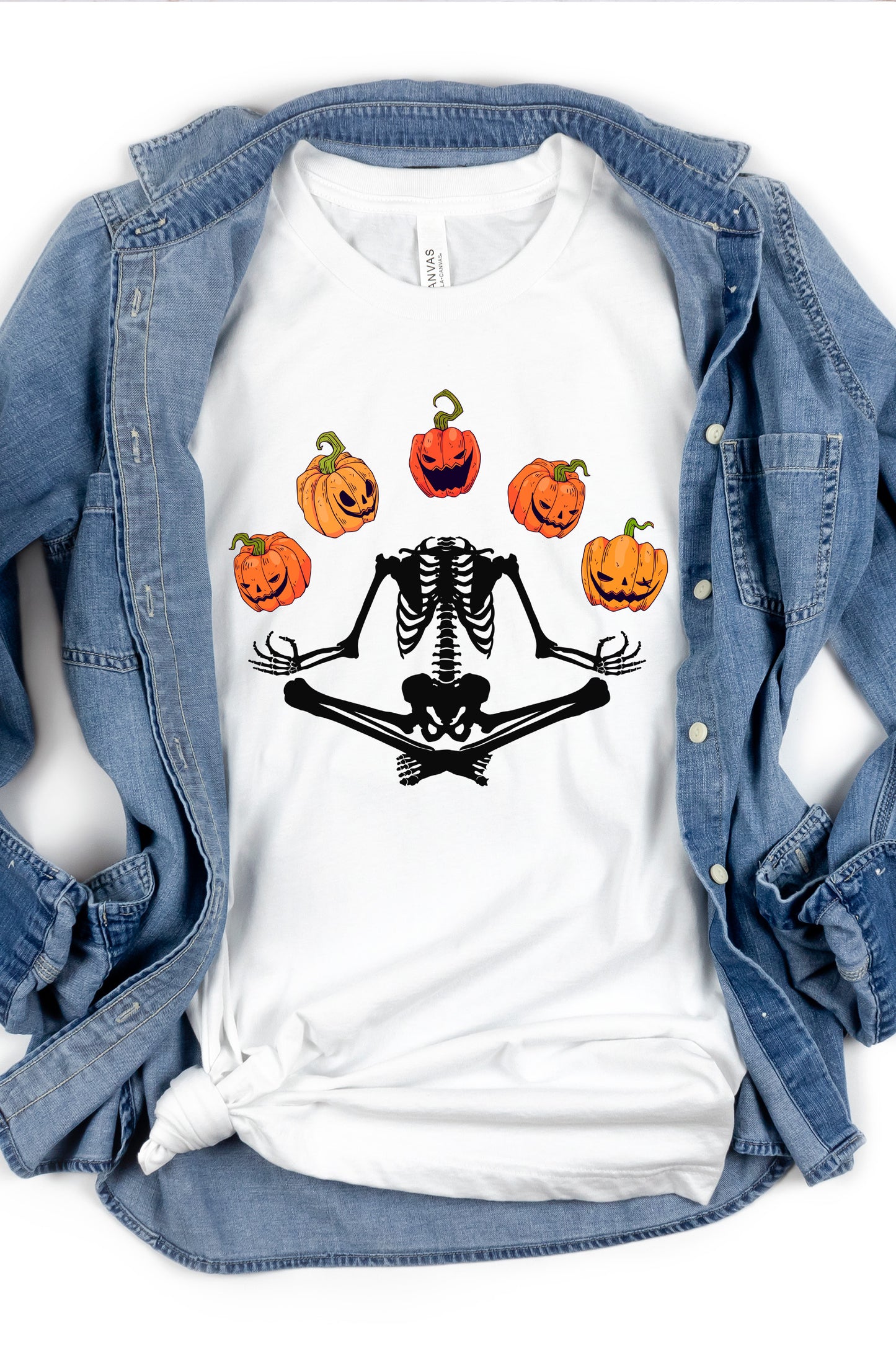 Halloween Skeleton Yoga Pumpkins Shirt