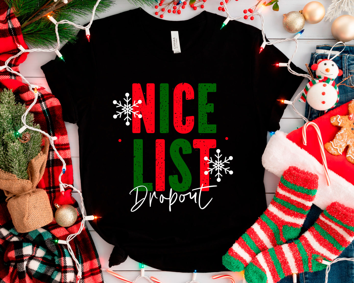 Nice List Dropout Shirt, Merry Christmas Santa Shirt