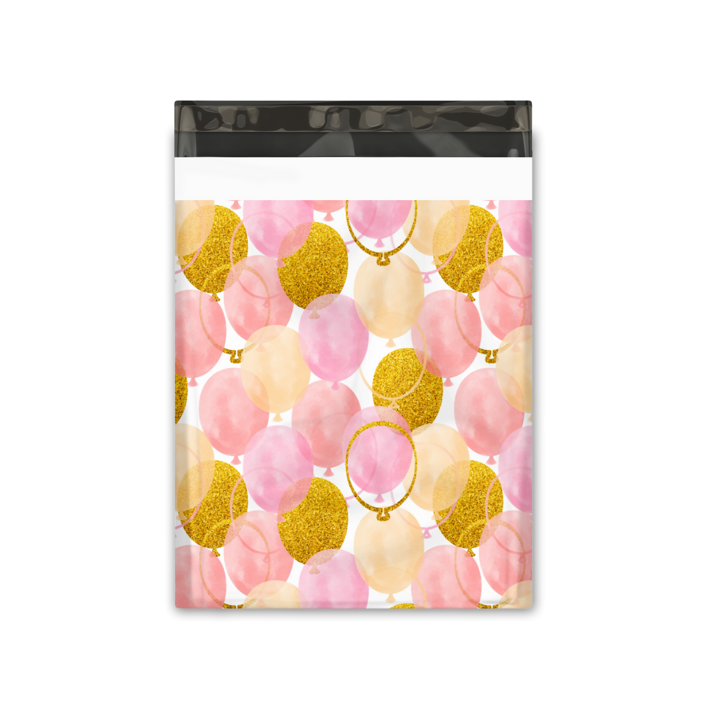 10x13" Poly Mailers - Pink and Golden Balloons