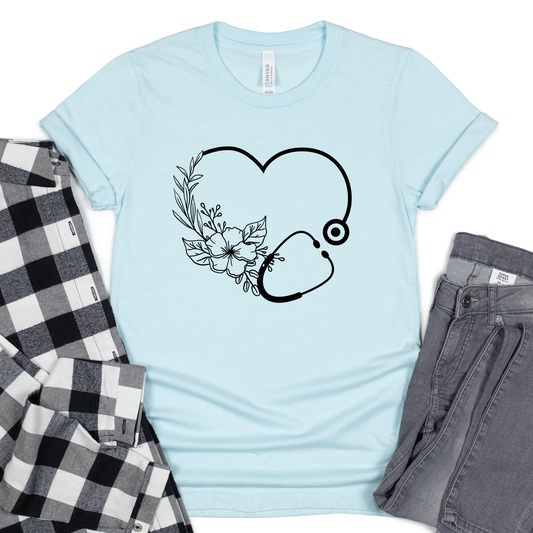 Stethoscope Heart Nurse Shirt