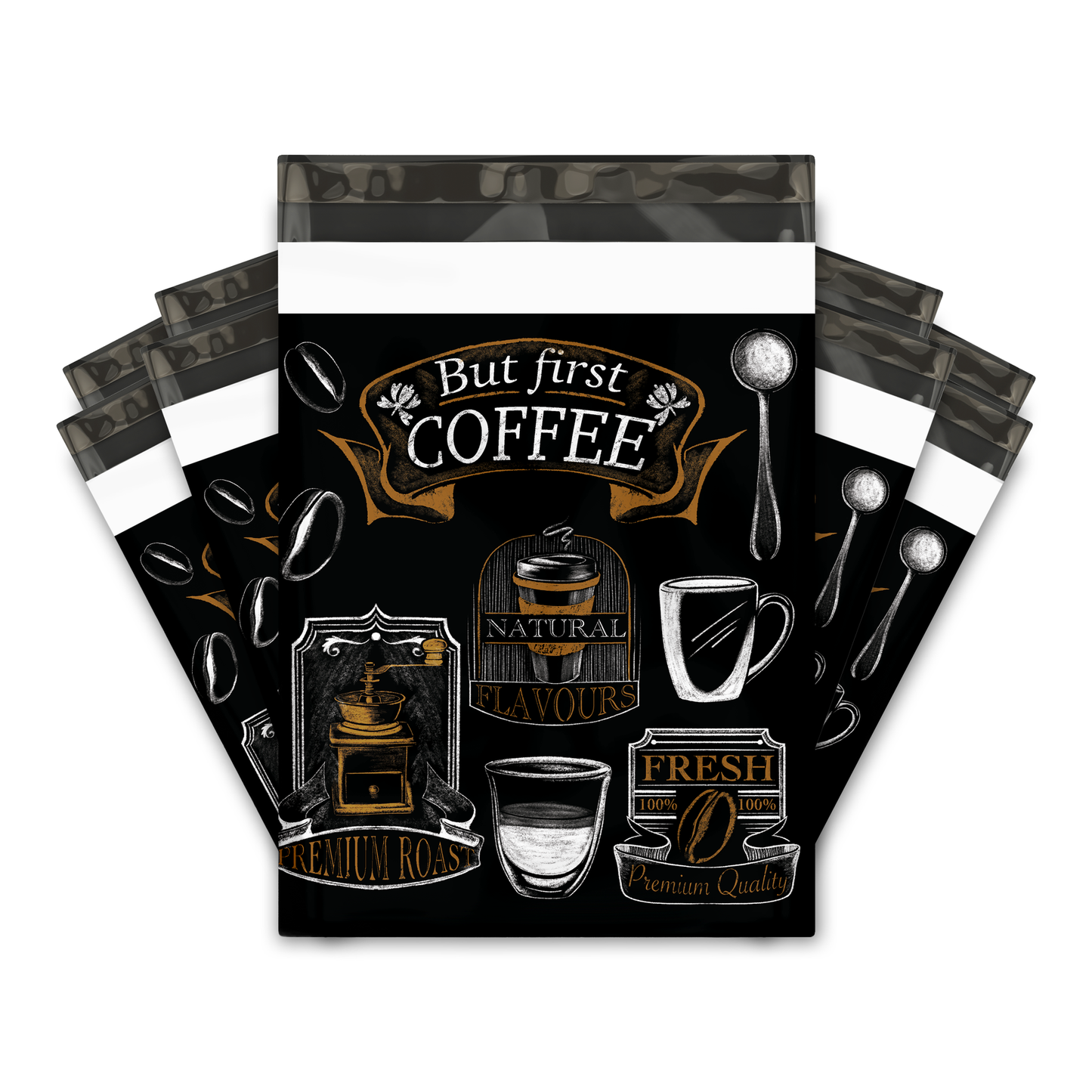 10x13" Poly Mailers - Coffee Shop