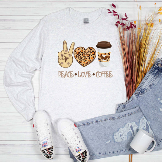 Peace Love Coffee Long Sleeved Shirt