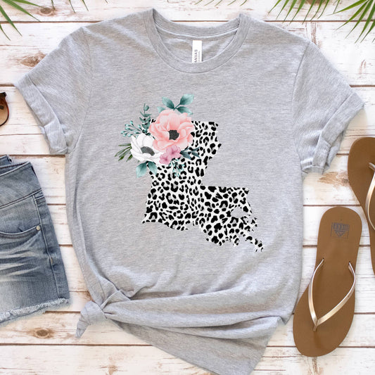 LOUISIANA State Leopard Print Floral Shirt
