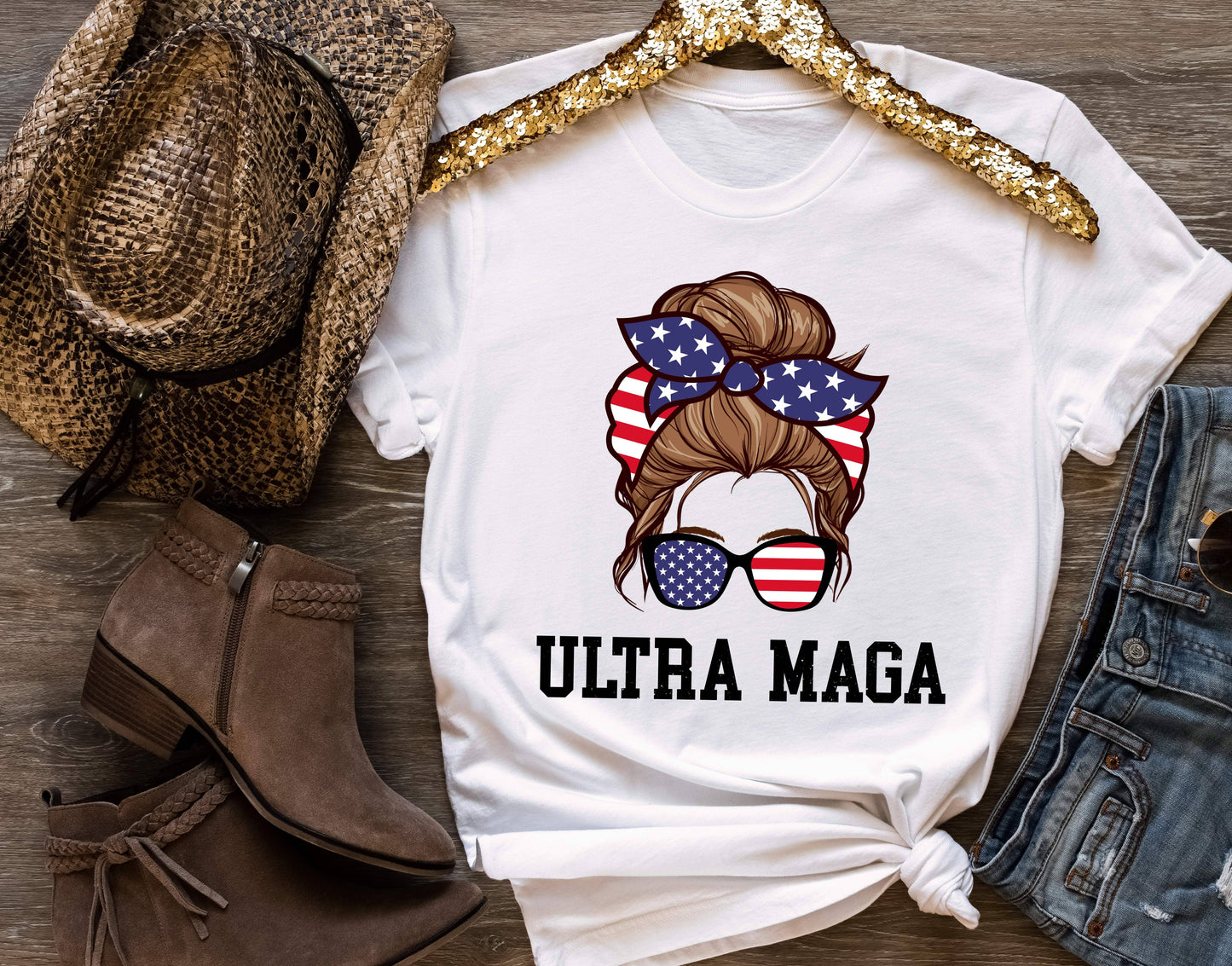 Ultra MAGA Shirt, Messy Bun Patriotic Shirt