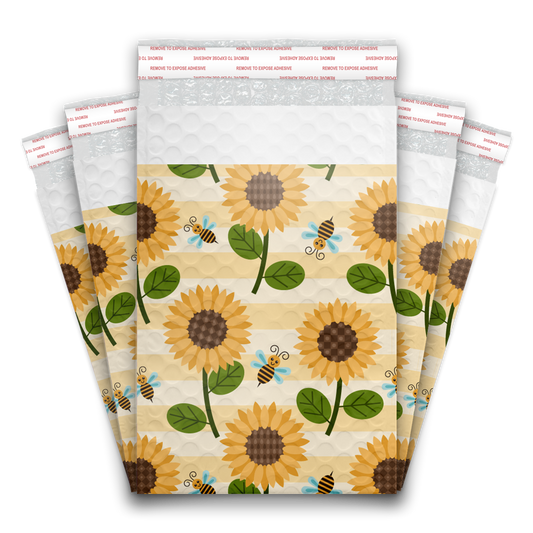 6x9" Bubble Poly Mailers - Sunflowers and Bees