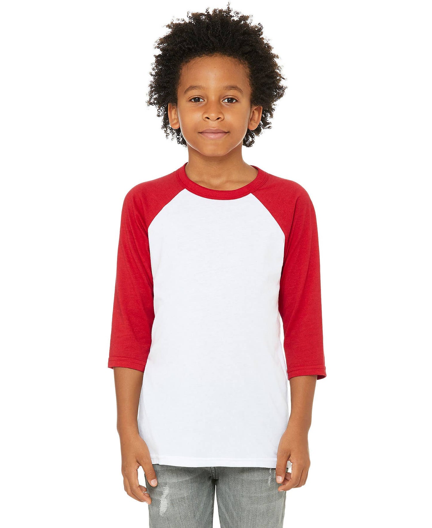 BELLA+CANVAS Youth 3/4 Sleeve Baseball Tee, Kid's Raglan