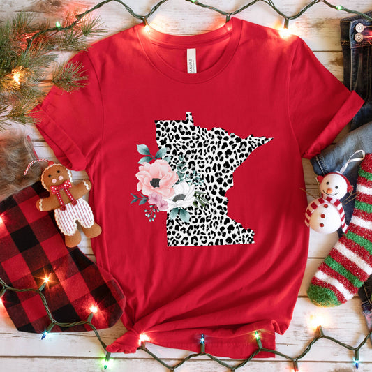 MINNESOTA State Leopard Print Floral Shirt