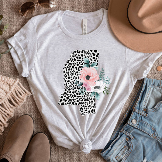 MISSISSIPPI State Leopard Print Floral Shirt
