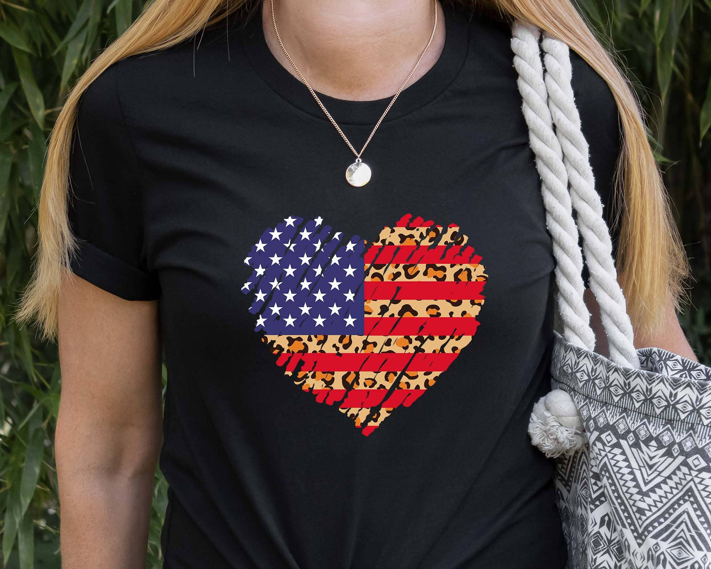 USA Heart Shirt, Leopard Print, 4th of July