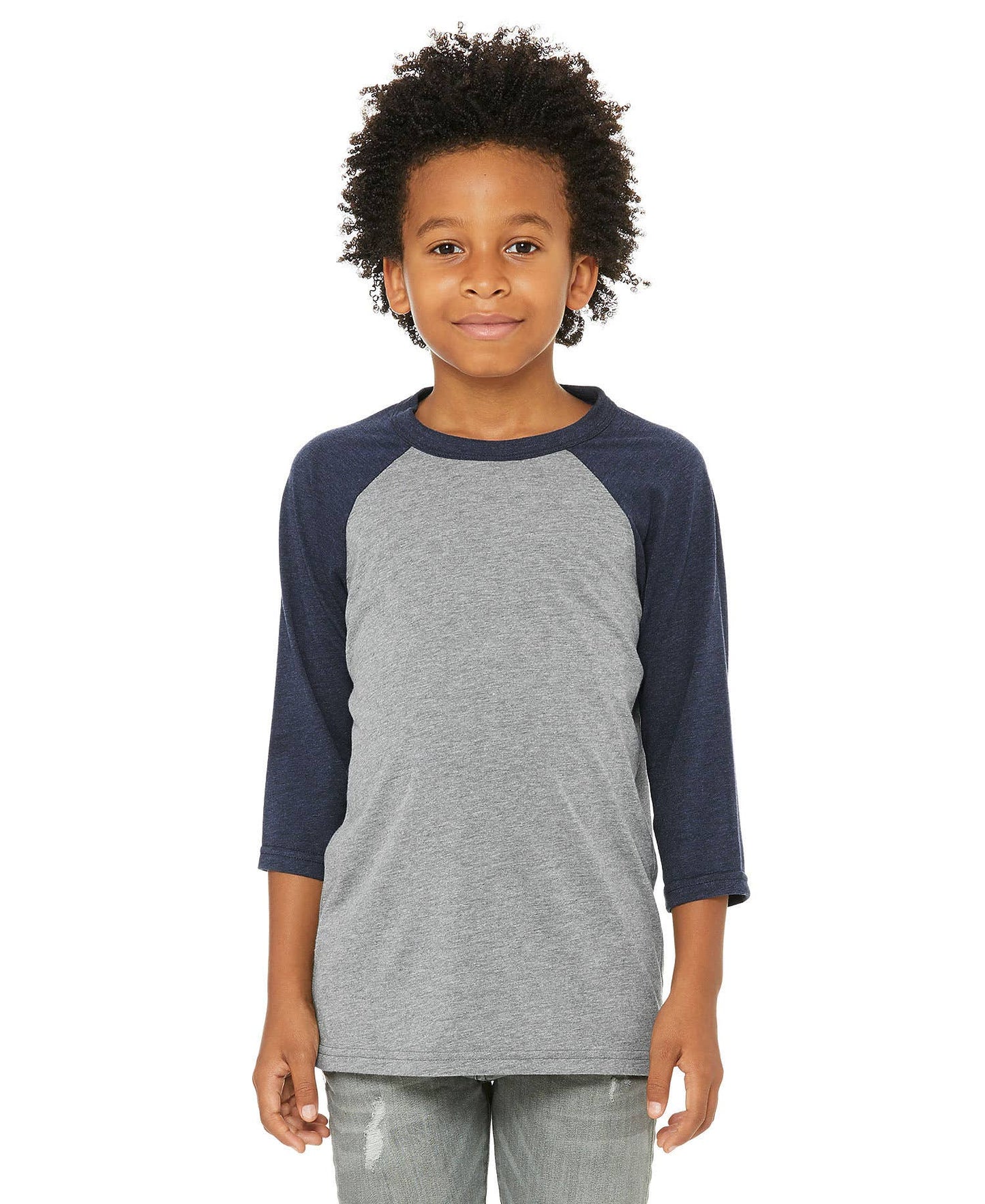 BELLA+CANVAS Youth 3/4 Sleeve Baseball Tee, Kid's Raglan