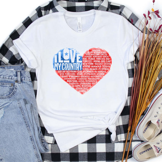 I Love My Country Shirt, All States Shirt, USA Patriotic Tee