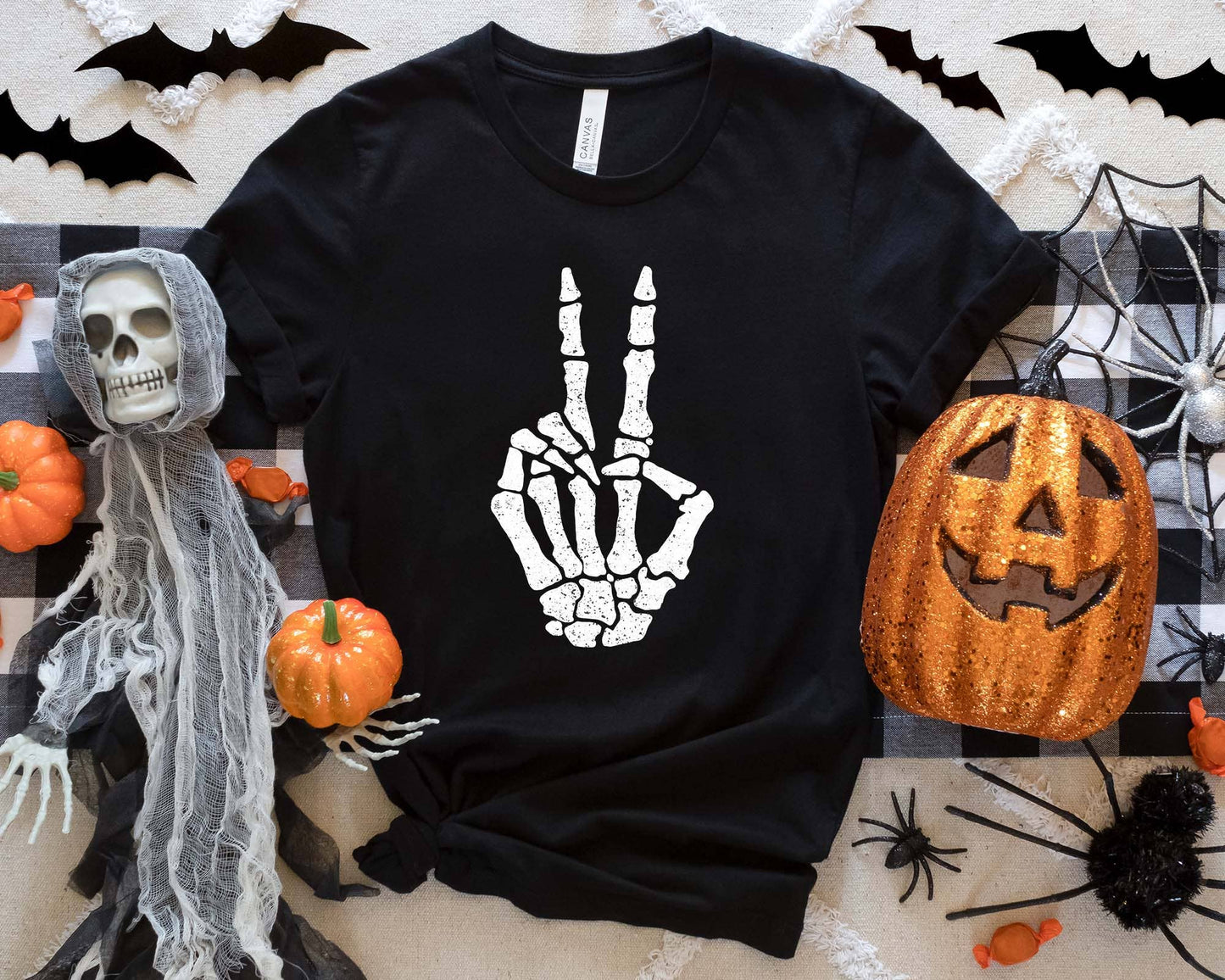 Peace Skeleton Halloween Tee