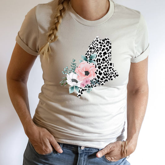 MAINE State Leopard Print Floral Shirt