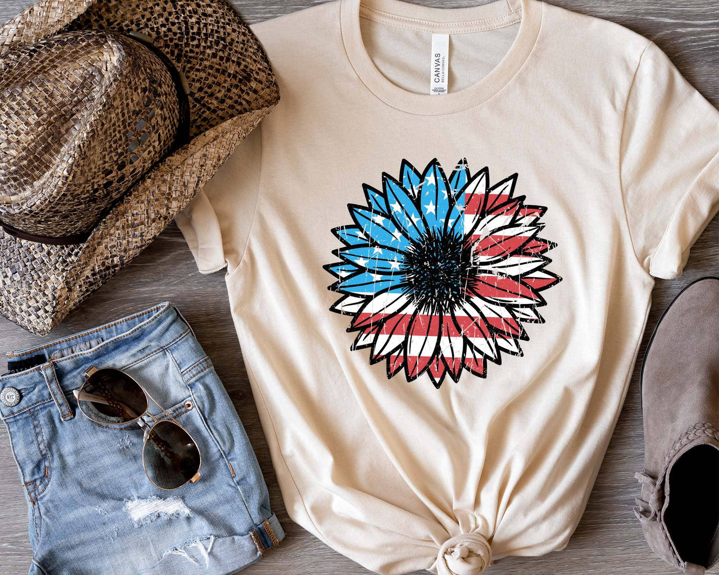 USA Sunflower Shirt, Patriotic Tee