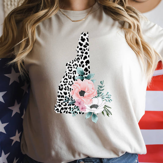 NEW HAMPSHIRE State Leopard Print Floral Shirt