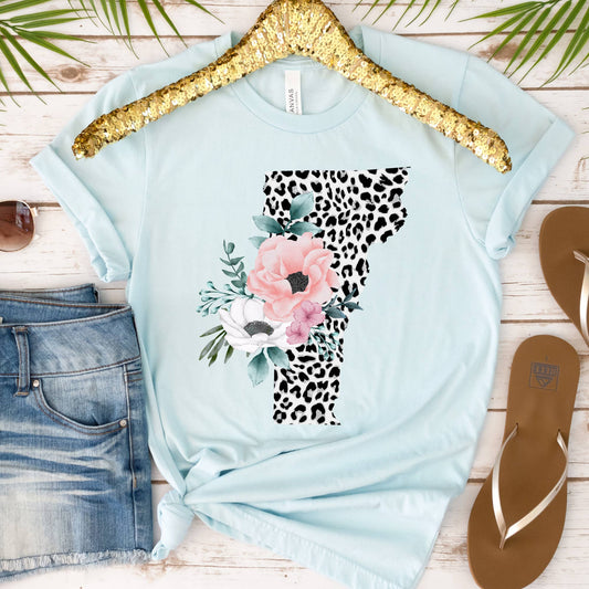 VERMONT State Leopard Print Floral Shirt
