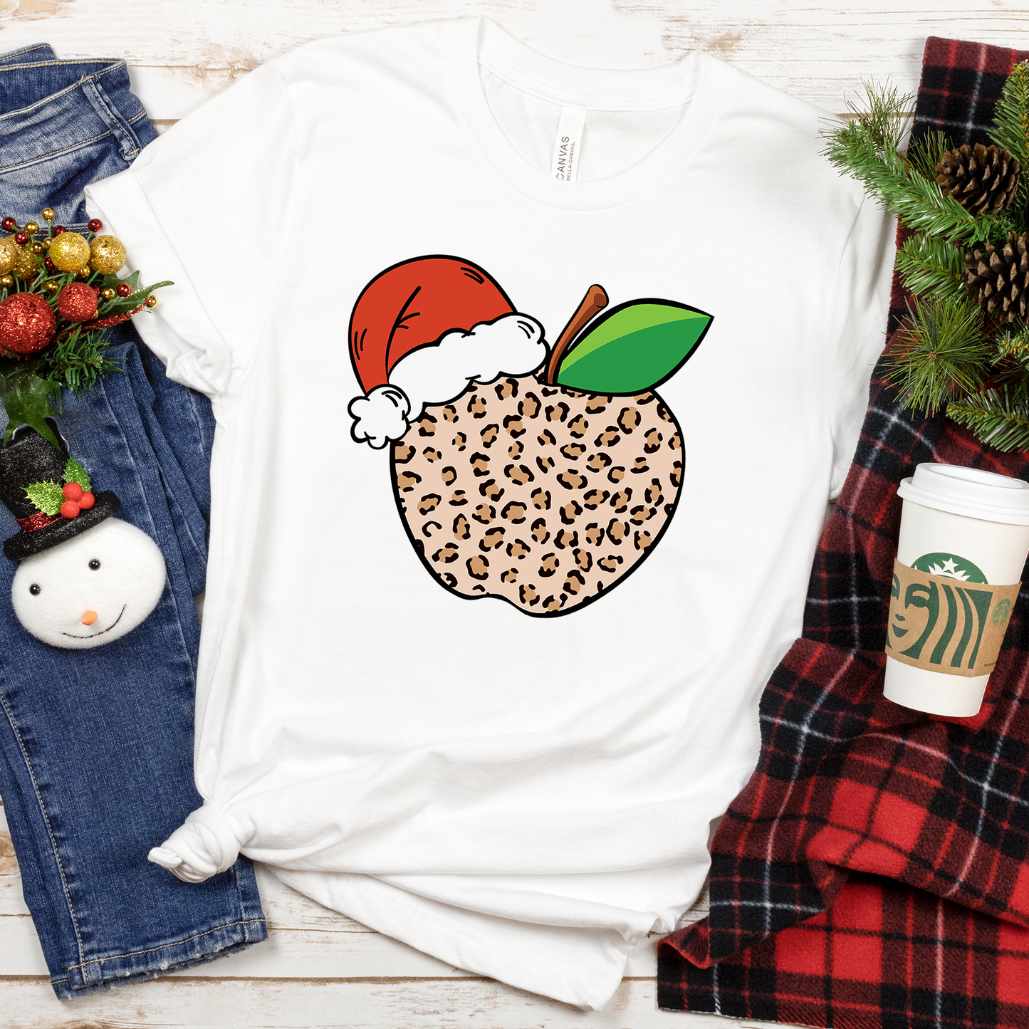 Leopard Apple Santa Hat