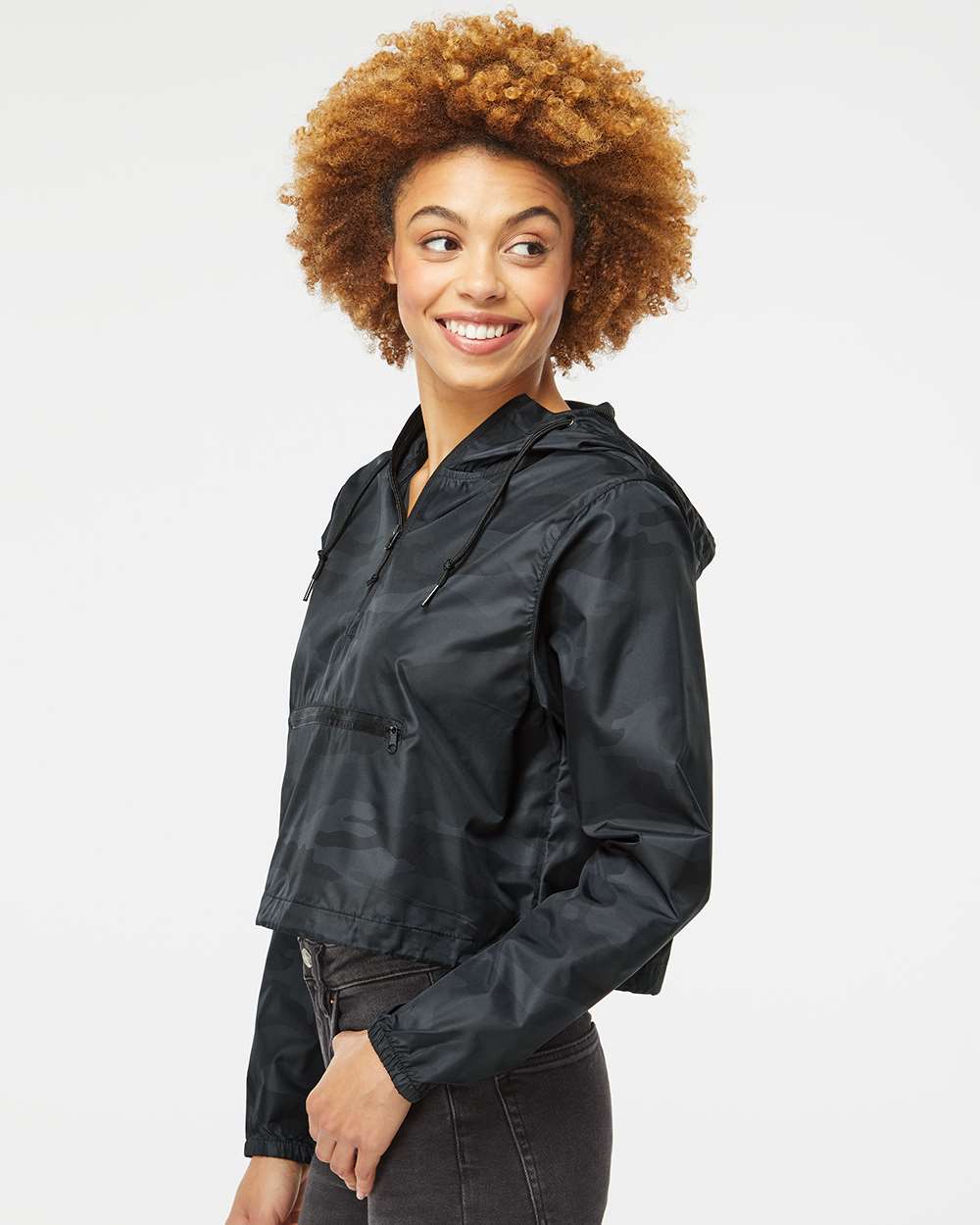 Women's Lightweight Quarter-Zip Pullover Crop Windbreaker