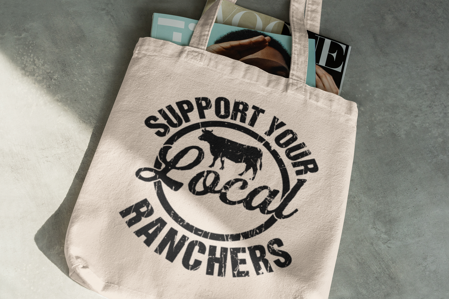 Support Local Ranchers Tote Bag, Shopping Bag, Tote Bag