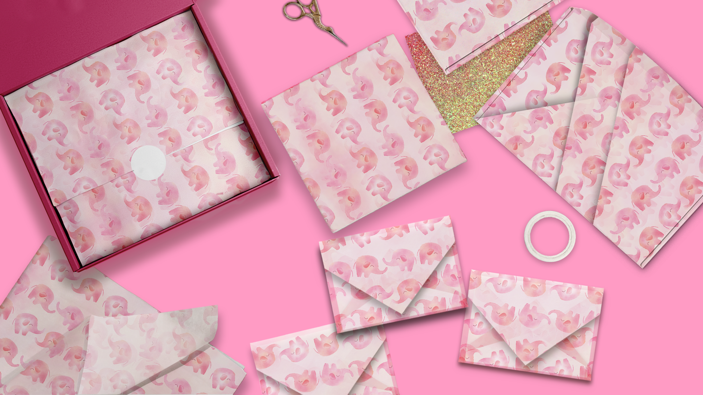 Pink Elephant Tissue Paper, Wrapping Paper