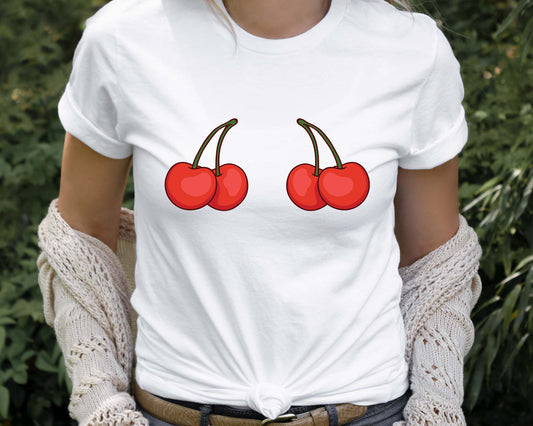 Cherry Boobs Shirt, Funny Graphic Tee