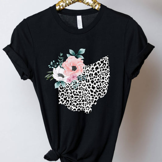 OHIO State Leopard Print Floral Shirt