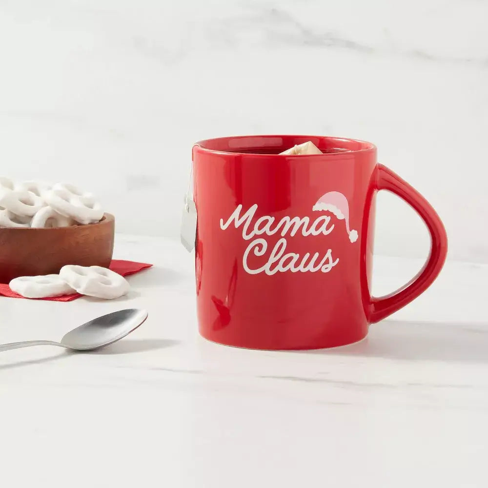 16oz Christmas Stoneware Mama Claus Mug Red - Wondershop™